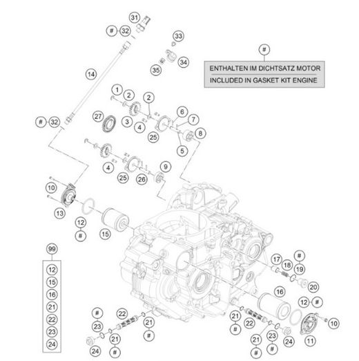 Filtro Olio Corto Ktm 690 2012/2024 GasGas ES700/Sm700 2022/2024 Husaberg 701 2016-2024 Originale KTM/GasGas