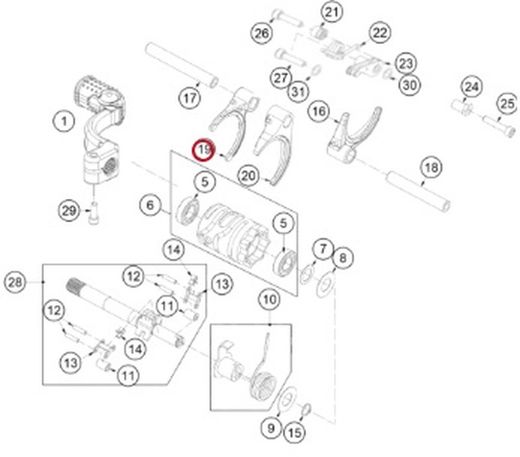 Garfo de engrenagem secundária 2º/4º teste GasGas desde 2002 MT280238007