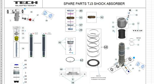 Tech TJ3 Trial Stoßdämpfer-Reparatursatz F260087