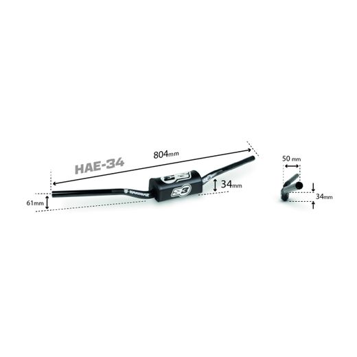 Guidon S3 Parts Très Bas 34mm Enduro, Cross ou Trail