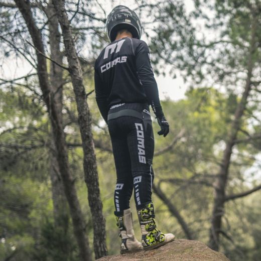 COMAS Schwarze lange Motorradhose für Kinder