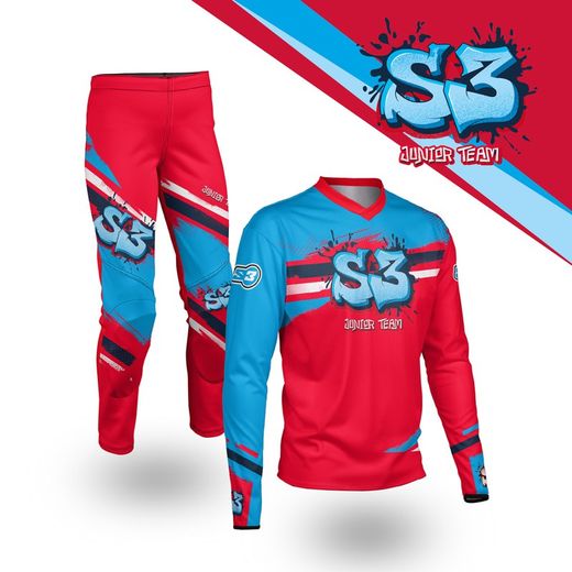Pantaloni da trial per bambini S3 Parts Junior Team Red Kids