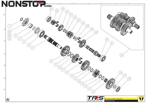 Roda dentada de transmissão para Trial TRRS