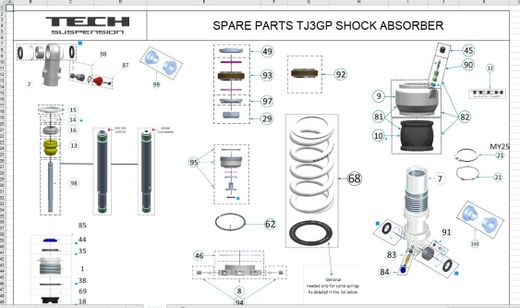 Tech TJ2-TJ3-TJ3 GP Stoßdämpfer-Dichtungshalter-Stecker